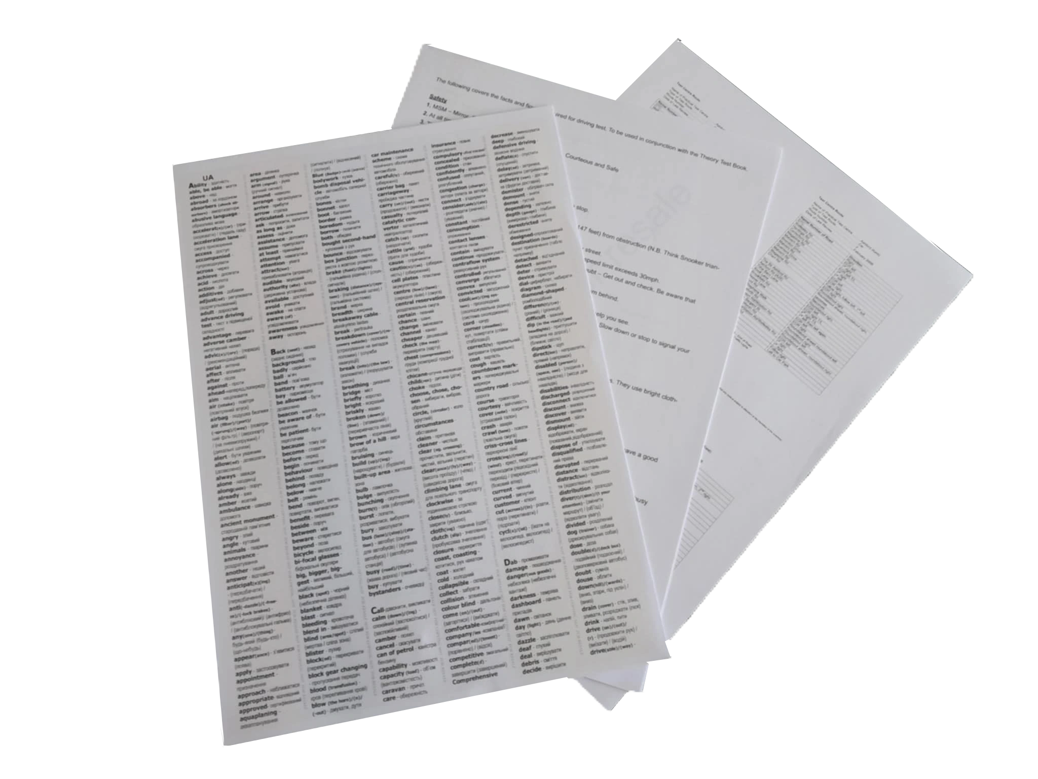 Словник складніших слів для здачі теоретичного іспиту на водійські права Великобританії можна завантажити українською